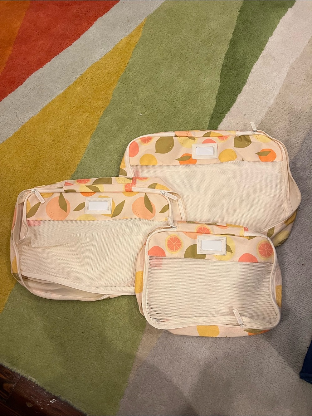 Set of 3 NEW, Never Used Calpak Packing Cubes in "Tutti Frutti" Print